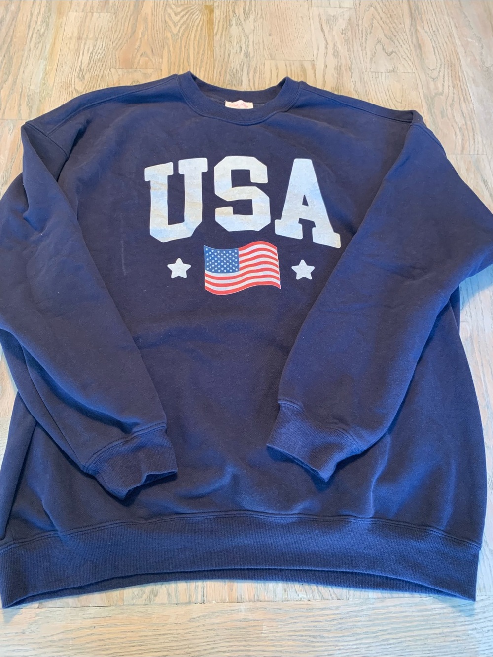 Pink Lily Navy USA Graphic Crewneck Sweatshirt